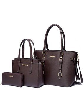 Stylish 3-Piece Women's Tote Bag, Wallet & Shoulder Satchel Handbag Set